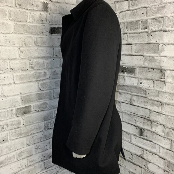 Nautica Overcoat Slater Mens 42R Black Wool Cashmere Trench Coat Jacket - Picture 8 of 16